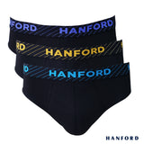 Hanford Men Regular Cotton Briefs Oblique - Black/Assorted Logo (3in1 Pack)