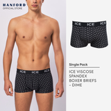 Hanford ICE Men Viscose w/ Spandex Boxer Briefs Dime - Black (Single Pack)