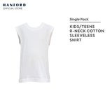 Hanford Kids R-Neck Cotton Single Jersey Sleeveless Shirt NEW - White (Single Pack)