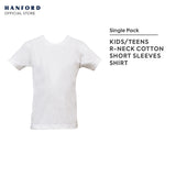 Hanford Kids R-Neck Cotton Single Jersey Short Sleeves Shirt - White (Single Pack)