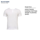 Hanford Kids Camisa Cotton Single Jersey Short Sleeves Shirt - White (Single Pack)