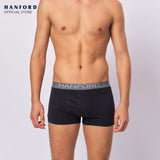 Hanford Men Natural Cotton Knit Boxer Briefs No Spandex OG Dodge - Black (3in1 Pack) S-2X