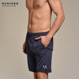 Hanford Men Casual Lounge Comfort Walking Drawstring with Pocket Shorts Dusten - Blue Melange (SinglePack)