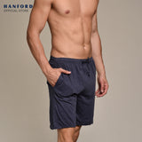Hanford Men Casual Lounge Comfort Walking Drawstring with Pocket Shorts Dusten - Blue Melange (SinglePack)