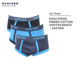 Hanford Kids/Teens Premium Ribbed Cotton Hipster Briefs w/ Combi Easton - Assorted (3in1 Pack)