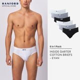 Hanford Men Regular Cotton Briefs Inside Garter Eyan - Assorted Basic Color (6in1 Value Pack Half Dozen)