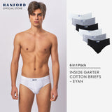 Hanford Men Regular Cotton Briefs Inside Garter Eyan - Assorted Basic Color (6in1 Value Pack Half Dozen)