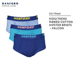 Hanford Kids/Teens Premium Ribben Cotton Hipster Briefs Falcon - Assorted (3in1 Pack)