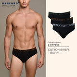 Hanford Men Regular Cotton Briefs OG Gavin - Assorted (3in1 Pack) S-2X