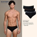 Hanford Men Regular Cotton Briefs OG Gavin - Assorted (3in1 Pack) S-2X