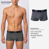 Hanford iCE Men Viscose w/ Spandex Boxer Briefs Geo - Black/Geometric Print (Single Pack)