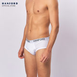 Hanford Men Premium Ribbed Cotton Modern Hipster Briefs W/ Fly Opening Gian - White (3in1 Pack)