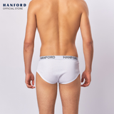 Hanford Men Premium Ribbed Cotton Modern Hipster Briefs W/ Fly Opening Gian - White (3in1 Pack)
