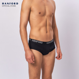 Hanford Men Premium Ribbed Cotton Modern Hipster Briefs W/ Fly Opening Gibb Gino - Black / Gray (3in1 Pack)