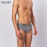 Hanford Men Premium Ribbed Cotton Modern Hipster Briefs W/ Fly Opening Gibb Gino - Black / Gray (3in1 Pack)