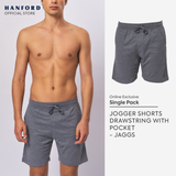 Hanford Men Sports Fitness Training Walking Drawstring with Pocket Jogger Shorts - Jaggs (Single Pack)