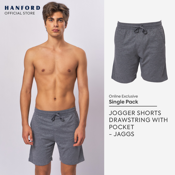 Hanford Men Sports Fitness Training Walking Drawstring with Pocket Jogger Shorts - Jaggs (Single Pack)