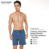 Hanford Men Premium Cotton Casual Walking Drawstring Slim Fit Shorts with Pocket Hagen - (SinglePack)