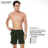 Hanford Men Premium Cotton Casual Walking Drawstring Slim Fit Shorts with Pocket Hagen - (SinglePack)