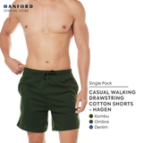 Hanford Men Premium Cotton Casual Walking Drawstring Slim Fit Shorts with Pocket Hagen - (SinglePack)