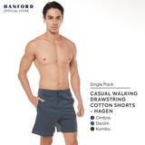 Hanford Men Premium Cotton Casual Walking Drawstring Slim Fit Shorts with Pocket Hagen - (SinglePack)
