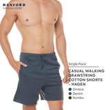 Hanford Men Premium Cotton Casual Walking Drawstring Slim Fit Shorts with Pocket Hagen - (SinglePack)