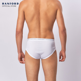Hanford Men Premium Ribbed Cotton Hipster Briefs - White (3in1 Pack)