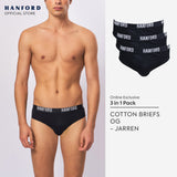 Hanford Men Regular Cotton Briefs OG Jaren - Black (3in1 Pack)