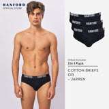 Hanford Men Regular Cotton Briefs OG Jaren - Black (3in1 Pack)