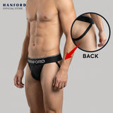 Hanford Athletic Men Quick Dry Jockstrap Supporter Polyester w/ Spandex Pouch - Black (Single Pack)