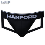 Hanford Athletic Men Quick Dry Jockstrap Supporter Polyester w/ Spandex Pouch - Black (Single Pack)