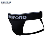 Hanford Athletic Men Quick Dry Jockstrap Supporter Polyester w/ Spandex Pouch - Black (Single Pack)