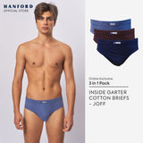 Hanford Men Regular Cotton Briefs Inside Garter Jess/Joff - Assorted (3in1 Pack)