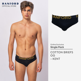 Hanford Men Regular Cotton Briefs OG Kent - Black (1PC/Single Pack)