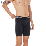 Hanford Athletic Men Pro Cool 2.0 Quick Dry Compression Knee Length - Black/Blue Line (Single Pack)