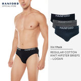Hanford Men Regular Cotton Briefs Logan - Assorted Basic Colors (3in1 Pack) S-4X Big Plus Size
