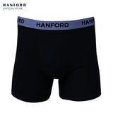 Hanford Men Cotton w/ Spandex Long Leg Boxer Briefs Lyndel  - Black / Lyndon - Collegiate Blue (SinglePack)