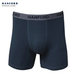 Hanford Men Cotton w/ Spandex Long Leg Boxer Briefs Lyndel  - Black / Lyndon - Collegiate Blue (SinglePack)
