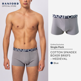 Hanford Men Natural Cotton Knit Boxer Briefs No Spandex OG Medieval (Single Pack) S-4X Big Plus Size