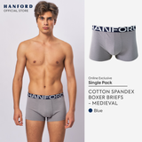 Hanford Men Natural Cotton Knit Boxer Briefs No Spandex OG Medieval (Single Pack) S-4X Big Plus Size
