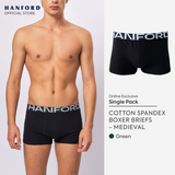 Hanford Men Natural Cotton Knit Boxer Briefs No Spandex OG Medieval (Single Pack) S-4X Big Plus Size