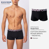 Hanford Men Natural Cotton Knit Boxer Briefs No Spandex OG Medieval (Single Pack) S-4X Big Plus Size
