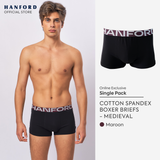 Hanford Men Natural Cotton Knit Boxer Briefs No Spandex OG Medieval (Single Pack) S-4X Big Plus Size