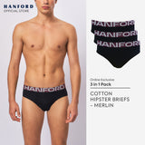 Hanford Men Regular Cotton Briefs Merlin - Black (3in1 Pack)