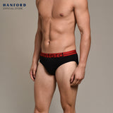 Hanford Men Regular Cotton Briefs Merlot - Black with Red Garter (3in1 Pack)