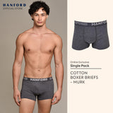 Hanford Men Natural Cotton Knit Comfort Boxer Briefs (No Spandex) - OG Murk (Single Pack) S-4X Big Plus Size