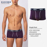 Hanford iCE Men Viscose w/ Spandex Boxer Briefs w/ Pouch Contrast Stitch Nolan01 - Plum(Single Pack)