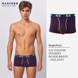 Hanford iCE Men Viscose w/ Spandex Boxer Briefs w/ Pouch Contrast Stitch Nolan01 - Plum(Single Pack)