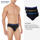 Hanford Men Regular Cotton Briefs Oblique - Black/Assorted Logo (3in1 Pack)