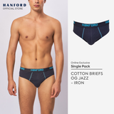 Hanford Men Regular Cotton Briefs OG Jazz - Iron (1PC/Single Pack) S-4X Big Plus Size